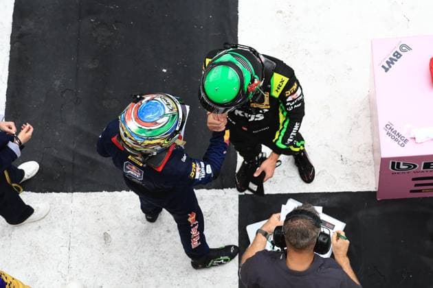10 Marco Mapelli (I Red Bull Team Abt), Lamborghini Temerario GT3, 90 Ricardo Feller (CH Manthey), Porsche 911 GT3 R Evo, Photo: Hoch Zwei Klettwitz Germany *** 10 Marco Mapelli, Red Bull Team Abt, Lamborghini Temerario GT3; 90 Ricardo Feller (CH), Manthey, Porsche 911 GT3 R Evo; Photo