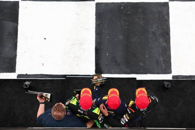 90 Ricardo Feller (CH Manthey), Porsche 911 GT3 R Evo, 10 Marco Mapelli (I Red Bull Team Abt), Lamborghini Temerario GT3, 25 Ben Dörr (D Dörr Motorsport), McLaren 720S GT3 Evo, Photo: Hoch Zwei Klettwitz Germany *** 90 Ricardo Feller (CH) Manthey, Porsche 911 GT3 R Evo, 10 Marco Mapelli (I) Red Bull Team Abt, Lamborghini Temerario GT3, 25 Ben Dörr (D) Dörr Motorsport, McLaren 720S GT3 Evo, Photo