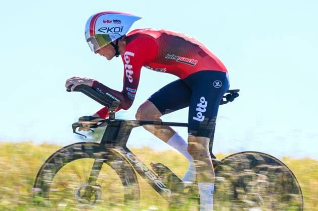 Tour de Suisse 2026 Stage 4 AARBURG, SWITZERLAND - JUNE 20 : Slock Liam (BEL) of Lotto Intermarche in action during stage 4 of the 89th edition of Tour de Suisse an UCI World Tour 2.UWT Individual Time Trial stage for Men Elite of 23.8 km with start in Aarburg and finish in Aarburg on June 20, 2026 in Aarburg, Switzerland, 20 06 2026 ( Motordriver Guy De Vuyst - Aarburg Switzerland  Copyright: xVincentxKalutx
