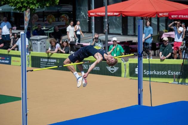 ESSEN, GERMANY - JUNE 20: Schmidt-Gothan Keon (Munich Athletics, GER) during the Tag der Überflieger at Essen on June 20, 2026 in Essen, Germany. Germany Copyright: xPeterxWeberx