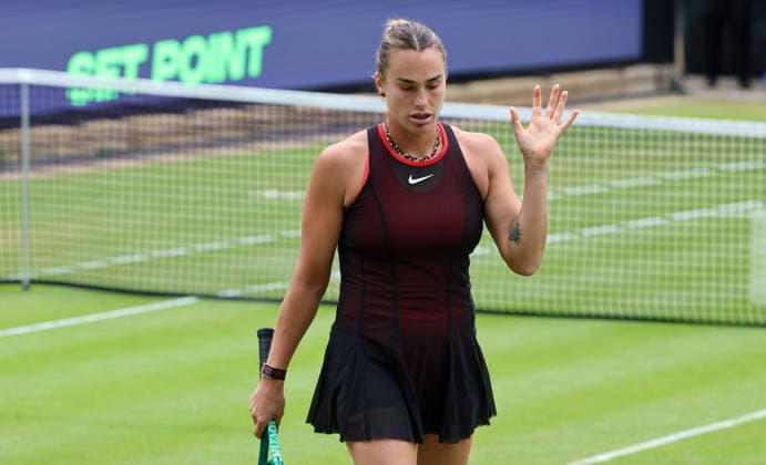 Aryna Sabalenka (BLR) unzufrieden, enttäuscht Aktion Oberkörper VANDA Pharmaceuticals Berlin Tennis Open Damen 20.06.2026 *** Aryna Sabalenka (BLR) dissatisfied, disappointed; Upper Body Action; Sports; VANDA Pharmaceuticals Berlin Tennis Open Womens 20 06 2026,detected_source_language
