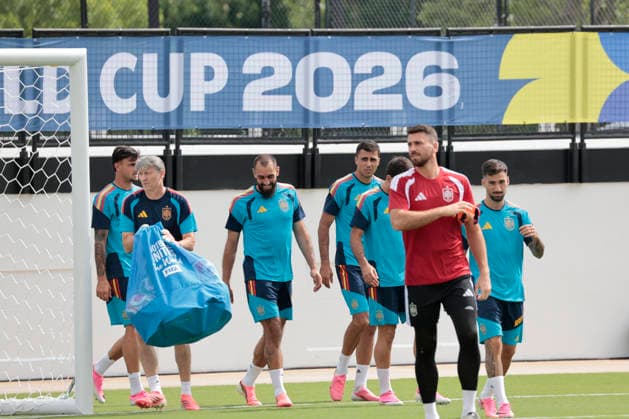 Spain s players take part in a training session in Atlanta, Spain, 20 June 2026. Spain will face Saudi Arabia in their 2026 FIFA World Cup, WM, Weltmeisterschaft, Fussball group H soccer on 21 June. Spain s training session !ACHTUNG: NUR REDAKTIONELLE NUTZUNG!  Copyright: xLavandeiraxJrx GRAF2039 20260620-55020657141_1