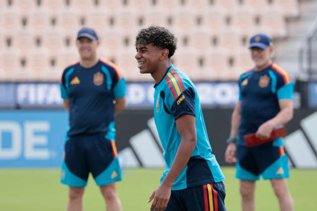 Spain s Lamine Yamal takes part in a training session in Atlanta, Spain, 20 June 2026. Spain will face Saudi Arabia in their 2026 FIFA World Cup, WM, Weltmeisterschaft, Fussball group H soccer on 21 June. Spain s training session !ACHTUNG: NUR REDAKTIONELLE NUTZUNG!  Copyright: xLavandeiraxJrx GRAF2083 20260620-55020657249_1