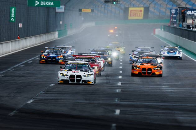 ADAC GT Masters, 5. + 6. Rennen DEKRA Lausitzring 2026 56 BMW M4 GT3 Evo, Schubert Motorsport: Juliano Holzem, Sandro Holzem, 11 BMW M4 GT3 Evo, FK Performance Motorsport: Leyton Fourie, Tim Zimmermann - picture by Gruppe C Photography Schipkau DEKRA Lausitzring Brandenburg Germany Copyright: xGruppexCxPhotographyx