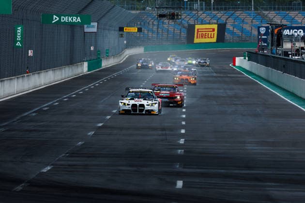 ADAC GT Masters, 5. + 6. Rennen DEKRA Lausitzring 2026 56 BMW M4 GT3 Evo, Schubert Motorsport: Juliano Holzem, Sandro Holzem, 2 Ford Mustang GT3, Haupt Racing Team: Kiano Blum, Niklas Kalus - picture by Gruppe C Photography Schipkau DEKRA Lausitzring Brandenburg Germany Copyright: xGruppexCxPhotographyx