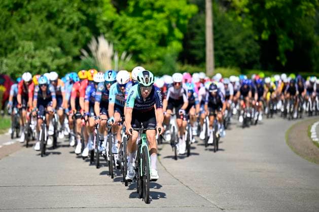 Baloise Belgium Tour 2026 Stage 4 AARSCHOT, BELGIUM - JUNE 20 : Pedersen Rasmus Sojberg (DEN) of Decathlon CMA CGM Team leading the peloton during stage 4 of the 95th edition of Baloise Tour of Belgium an UCI ProSeries 2.Pro cycling road race stage for Men Elite of 183.5 km with start in Begijnendijk and finish in Aarschot on June 20, 2026 in Aarschot, Belgium, 20 06 2026 ( Motordriver Stephan Boone - Aarschot Belgium  Copyright: xTomasxSiskx