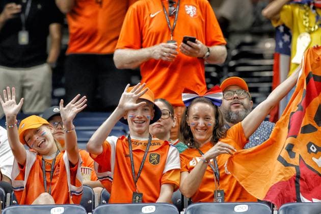 HOUSTON, 20-06-2026, Houston Stadium, Match between The Netherlands and Sweden. Picture shows logo Netherlands fans in orange Netherlands - Sweden (World Cup 2026)  x204500497x Copyright: