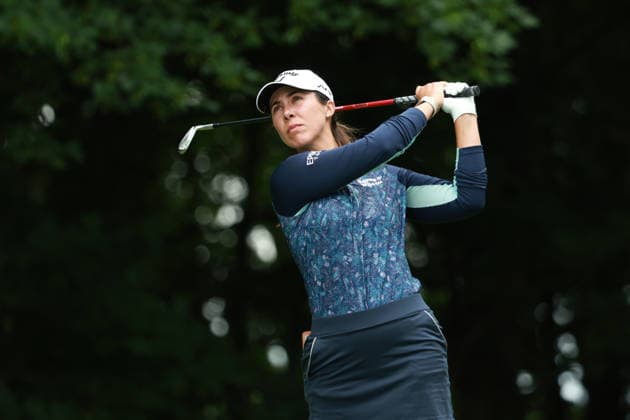 Meijer LPGA, Golf Damen Classic BELMONT, MICHIGAN - JUNE 20: Sophia Schubert of the United States plays her tee shot on the 7th hole during the third round of the Meijer LPGA Classic for Simply Give golf tournament at Blythefield Country Club in Belmont, MI, USA Saturday, June 20, 2026. Belmont Michigan United States  Copyright: xJorgexLemusx originalFilename:lemus-meijerlp260620_nphs2.jpg