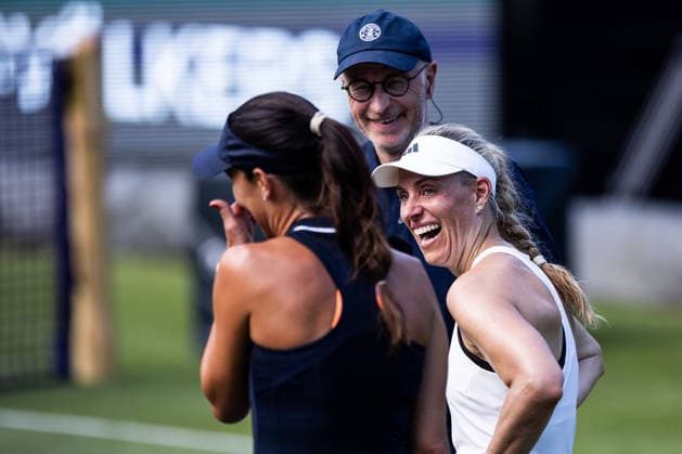 BAD HOMBURG, GERMANY - JUNE 20: Angelique Kerber (GER) laughing during The Final Serve - Angelique Kerber (GER) vs Ana Ivanovic (SRB) at the Bad Homburg Open powered by Solarwatt at Kurpark Bad Homburg on June 20, 2026 in Bad Homburg, Germany. Hessen Germany Copyright: xSteffiexWunderlx