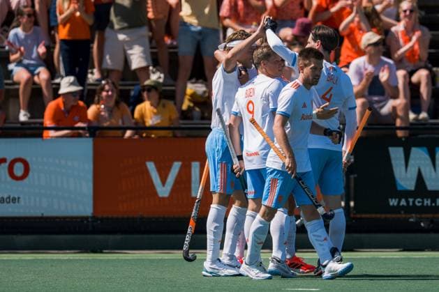 ROTTERDAM, 20-06-2026, HC Rotterdam, FIH Hockey Pro League Men, Netherlands - Germany , Season 2025-2026. Picture shows Netherlands player Koen Bijen and Netherlands player Thierry Brinkman Netherands - Germany (2nd Match)  x204500877x Copyright: