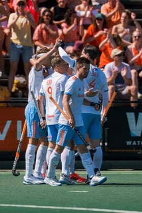 ROTTERDAM, 20-06-2026, HC Rotterdam, FIH Hockey Pro League Men, Netherlands - Germany , Season 2025-2026. Picture shows Netherlands player Derck de Vilder, Netherlands player Koen Bijen and Netherlands player Thierry Brinkman Netherands - Germany (2nd Match)  x204500878x Copyright: