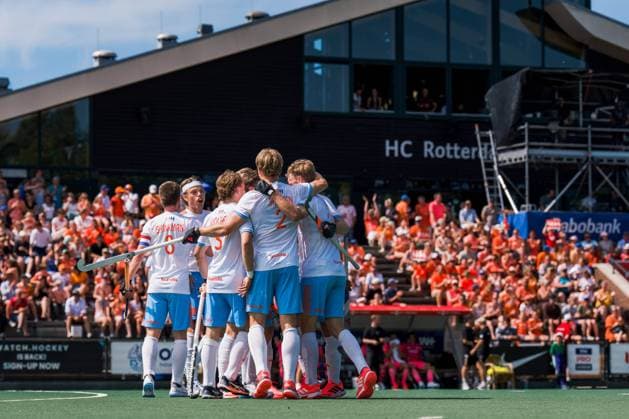 ROTTERDAM, 20-06-2026, HC Rotterdam, FIH Hockey Pro League Men, Netherlands - Germany , Season 2025-2026. Picture shows players celebrate Netherands - Germany (2nd Match)  x204500910x Copyright: