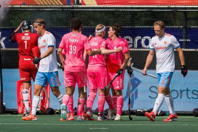 ROTTERDAM, 20-06-2026, HC Rotterdam, FIH Hockey Pro League Men, Netherlands - Germany , Season 2025-2026. Picture shows germans score a goal Netherands - Germany (2nd Match)  x204500917x Copyright: