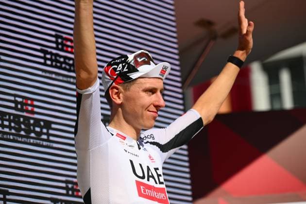 Tour de Suisse 2026 Stage 4 AARBURG, SWITZERLAND - JUNE 20 : Pogacar Tadej (SLO) of UAE Team Emirates XRG on the podium during stage 4 of the 89th edition of Tour de Suisse an UCI World Tour 2.UWT Individual Time Trial stage for Men Elite of 23.8 km with start in Aarburg and finish in Aarburg on June 20, 2026 in Aarburg, Switzerland, 20 06 2026 ( Motordriver Guy De Vuyst - Aarburg Switzerland  Copyright: xVincentxKalutx