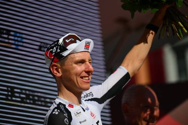 Tour de Suisse 2026 Stage 4 AARBURG, SWITZERLAND - JUNE 20 : Pogacar Tadej (SLO) of UAE Team Emirates XRG on the podium during stage 4 of the 89th edition of Tour de Suisse an UCI World Tour 2.UWT Individual Time Trial stage for Men Elite of 23.8 km with start in Aarburg and finish in Aarburg on June 20, 2026 in Aarburg, Switzerland, 20 06 2026 ( Motordriver Guy De Vuyst - Aarburg Switzerland  Copyright: xVincentxKalutx