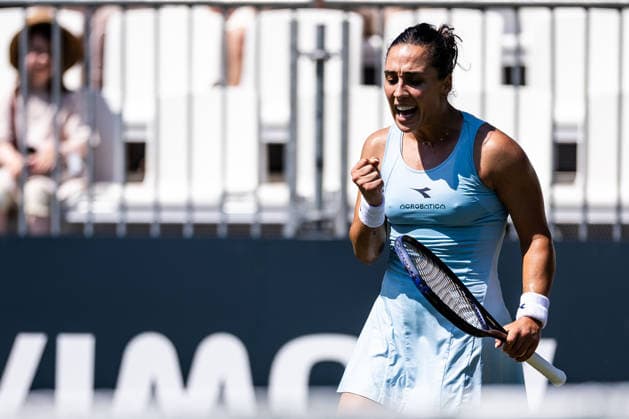 BAD HOMBURG, GERMANY - JUNE 20: Martina Trevisan (ITA) cheers during the Bad Homburg Open powered by Solarwatt Singles match between Martina Trevisan (ITA) vs Taylor Townsend (USA) at Kurpark Bad Homburg on June 20, 2026 in Bad Homburg, Germany. Hessen Germany Copyright: xSteffiexWunderlx