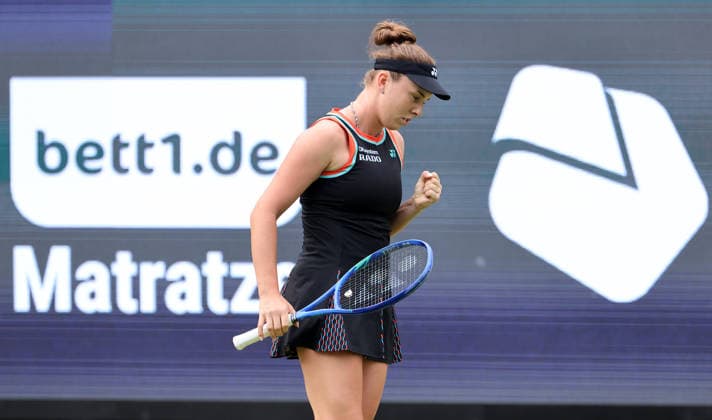 Linda Noskova (CZE) jubelt Aktion Oberkörper VANDA Pharmaceuticals Berlin Tennis Open Damen 20.06.2026 *** Linda Noskova (CZE) celebrates; Upper Body Action; Sports; VANDA Pharmaceuticals Berlin Tennis Open Womens Division; June 20, 2026,detected_source_language