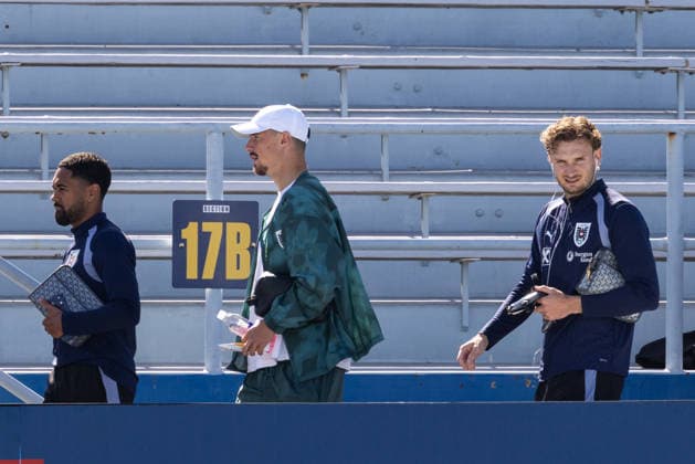 SOCCER - FIFA World Cup, WM, Weltmeisterschaft, Fussball 2026, preview SANTA BARBARA,CALIFORNIA,USA,20.JUN.26 - SOCCER - FIFA World Cup 2026, USA, Mexico, Canada, preview, Oesterreichischer Fussball-Bund, training team AUT. Image shows Phillipp Mwene, Marco Friedl and Stefan Posch (AUT).  GEPAxpictures xArminxRauthner