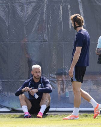 SOCCER - FIFA World Cup, WM, Weltmeisterschaft, Fussball 2026, preview SANTA BARBARA,CALIFORNIA,USA,20.JUN.26 - SOCCER - FIFA World Cup 2026, USA, Mexico, Canada, preview, Oesterreichischer Fussball-Bund, training team AUT. Image shows Marko Arnautovic and Stefan Posch (AUT).  GEPAxpictures xArminxRauthner