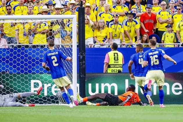 HOUSTON, 20-06-2026, Houston Stadium, Match between The Netherlands and Sweden. Picture shows Netherlands player Brian Brobby scores the 2-0. Netherlands - Sweden (World Cup 2026)  x204502294x Copyright: