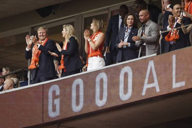 HOUSTON - King Willem-Alexander, Queen Maxima, and Princess Ariane in the stands during the 2026 FIFA World Cup, WM, Weltmeisterschaft, Fussball Group F match between the Netherlands and Sweden at Houston Stadium on June 20, 2026, in Houston, United States. ROBIN VAN LONKHUIJSEN ANP FIFA World Cup 2026 group stage 2026 xVIxANPxSportx xxANPxIVx 561522722 originalFilename: 561522722.jpg