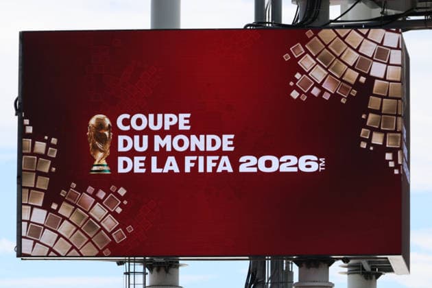 20.06.2026, Fussball, Herren, FIFA Weltmeisterschaft 2026, Vorrunde, Gruppe E, Toronto, Deutschland - Elfenbeinküste, Eine Anzeigetafel mit der Aufschrift COUPE DU MONDE DE LA FIFA 2026 in Toronto Toronto BMO Field Ontario Kanada (CAN) *** June 20, 2026, Soccer, Mens, 2026 FIFA World Cup, Group Stage, Group E, Toronto, Germany vs. Ivory Coast, A scoreboard displaying COUPE DU MONDE DE LA FIFA 2026 in Toronto, BMO Field, Ontario, Canada (CAN),detected_source_language Copyright: xSebastianxBachx