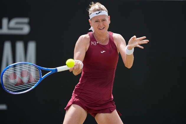 Lexus Nottingham Open - Day Six Marie Bouzkova in action during her semi-final singles match at the 2026 Lexus Nottingham Open Women s tennis tournament at the Nottingham Tennis Centre in Nottingham, England, on June 20, 2026. Nottingham Great Britain United Kingdom  Copyright: xOwenxHammondx originalFilename:hammond-2026lexu260620_np6rt.jpg