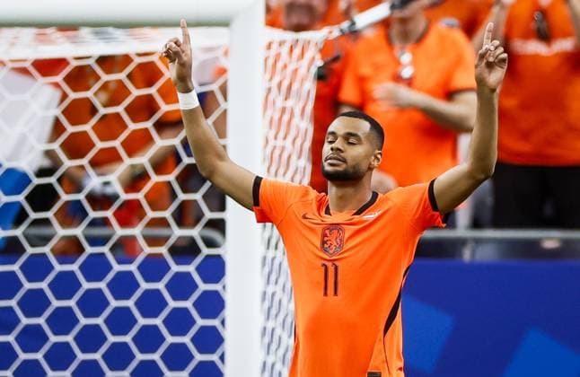 HOUSTON - Cody Gakpo of the Netherlands celebrates the 3-0 during the 2026 FIFA World Cup, WM, Weltmeisterschaft, Fussball Group F match between the Netherlands and Sweden at Houston Stadium on June 20, 2026, in Houston, United States. KOEN VAN WEEL ANP FIFA World Cup 2026 group stage 2026 xVIxANPxSportx xxANPxIVx 561527780 originalFilename: 561527780.jpg