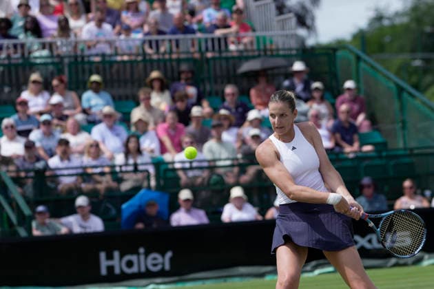 Lexus Nottingham Open - Day Six Karolina Pliskova competes during her semi-final singles match at the 2026 Lexus Nottingham Open Women s tennis tournament at the Nottingham Tennis Centre in Nottingham, England, on June 20, 2026. Nottingham Great Britain United Kingdom  Copyright: xOwenxHammondx originalFilename:hammond-2026lexu260620_npLHe.jpg