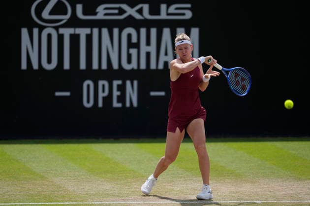 Lexus Nottingham Open - Day Six Marie Bouzkova in action during her semi-final singles match at the 2026 Lexus Nottingham Open Women s tennis tournament at the Nottingham Tennis Centre in Nottingham, England, on June 20, 2026. Nottingham Great Britain United Kingdom  Copyright: xOwenxHammondx originalFilename:hammond-2026lexu260620_npff6.jpg