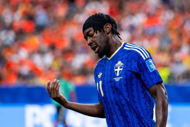 260620 Anthony Elanga of Sweden looks dejected during the FIFA World Cup, WM, Weltmeisterschaft, Fussball 2026 football match between Netherlands and Sweden on June 20, 2026 in Houston. Photo: Petter Arvidson BILDBYRAN kod PA PA1246 bbeng fotboll football soccer fotball vm fotbolls-vm fotball-vm fotbolls-vm 2026 fifa world cup 2026 sverige sweden sverige a netherlands nederländerna depp *** June 20, 2026  Copyright: PETTERxARVIDSON BB260620PA177