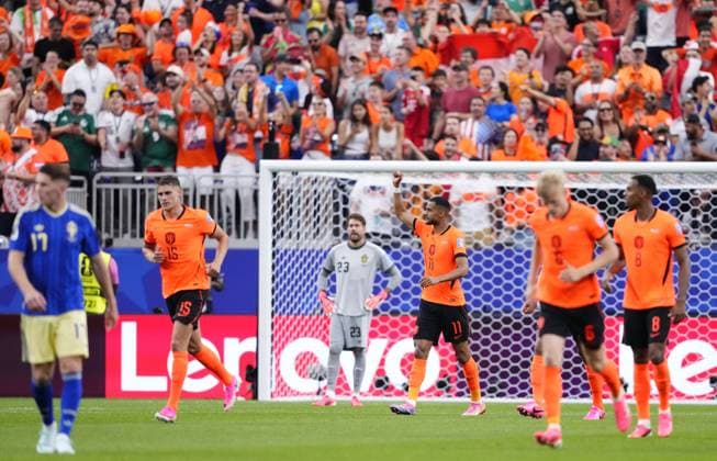 Netherlands v Sweden - FIFA World Cup, WM, Weltmeisterschaft, Fussball 2026 - Group F HOUSTON, USA - JUNE 20: Cody Gakpo (11) of Netherlands celebrates after scoring his team s third goal during the 2026 FIFA World Cup First Stage Group F match between Netherlands and Sweden at NRG Stadium (Houston Stadium) in Houston, Texas, United States on June 20, 2026. Jose Hernandez Anadolu Texas United States. Editorial use only. Please get in touch for any other usage.  Copyright: x2026xAnadoluxJosexHernandezx