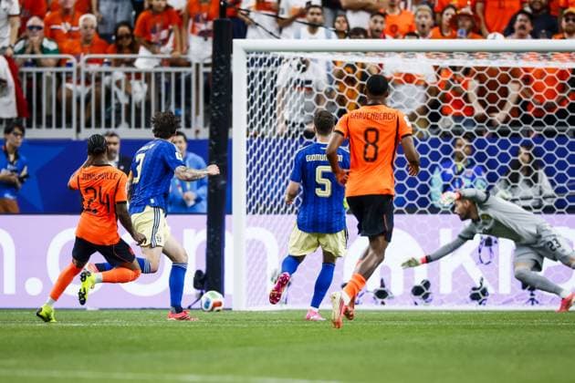 HOUSTON - Crysencio Summerville of the Netherlands scores the 5-1 during the 2026 FIFA World Cup, WM, Weltmeisterschaft, Fussball Group F match between the Netherlands and Sweden at Houston Stadium on June 20, 2026, in Houston, United States. KOEN VAN WEEL ANP FIFA World Cup 2026 group stage 2026 xVIxANPxSportx xxANPxIVx 561531583 originalFilename: 561531583.jpg