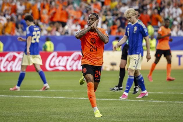 HOUSTON - Crysencio Summerville of the Netherlands celebrates scoring the 5-1 during the 2026 FIFA World Cup, WM, Weltmeisterschaft, Fussball Group F match between the Netherlands and Sweden at Houston Stadium on June 20, 2026, in Houston, United States. ROBIN VAN LONKHUIJSEN ANP FIFA World Cup 2026 group stage 2026 xVIxANPxSportx xxANPxIVx 561531880 originalFilename: 561531880.jpg