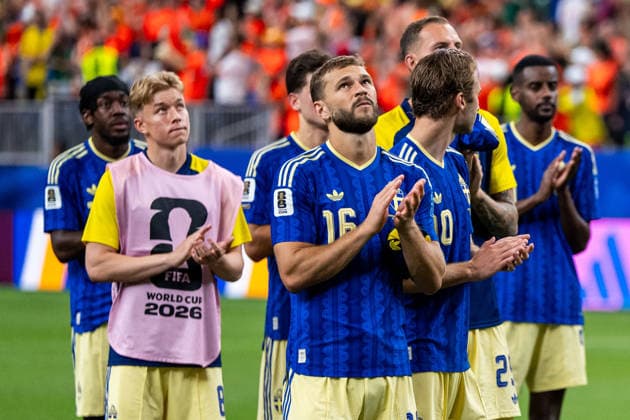 260620 Jesper Karlström of Sweden looks dejected after the FIFA World Cup, WM, Weltmeisterschaft, Fussball 2026 football match between Netherlands and Sweden on June 20, 2026 in Houston. Photo: Petter Arvidson BILDBYRAN kod PA PA1246 bbeng fotboll football soccer fotball vm fotbolls-vm fotball-vm fotbolls-vm 2026 fifa world cup 2026 sverige sweden sverige a netherlands nederländerna depp *** June 20, 2026  Copyright: PETTERxARVIDSON BB260620PA231