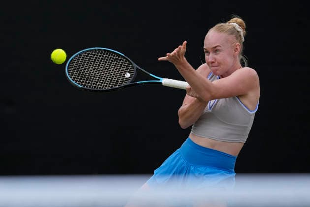Lexus Nottingham Open - Day Six Mariia Kozyreva competes during the semi-final doubles match at the 2026 Lexus Nottingham Open Women s tennis tournament at the Nottingham Tennis Centre in Nottingham, England, on June 20, 2026. Nottingham Great Britain United Kingdom  Copyright: xOwenxHammondx originalFilename:hammond-2026lexu260620_npSh0.jpg