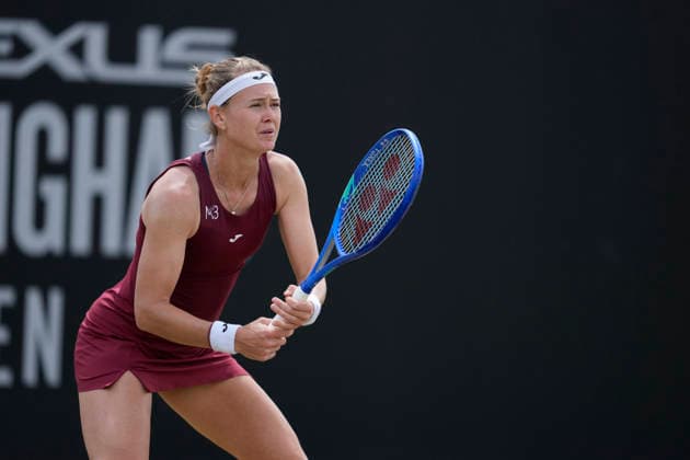 Lexus Nottingham Open - Day Six Marie Bouzkova in action during her semi-final singles match at the 2026 Lexus Nottingham Open Women s tennis tournament at the Nottingham Tennis Centre in Nottingham, England, on June 20, 2026. Nottingham Great Britain United Kingdom  Copyright: xOwenxHammondx originalFilename:hammond-2026lexu260620_npFJV.jpg