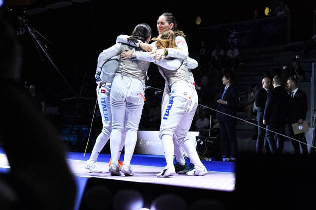 ESCRIME : Championnat d Europe Antony 2026 - 20 06 2026 Les escrimeuses Italiennes cÃ lebrent leur sacre de championnes d™Europe en fleuret par equipe AntonyFrance  Copyright: xBaptistexAutissierx