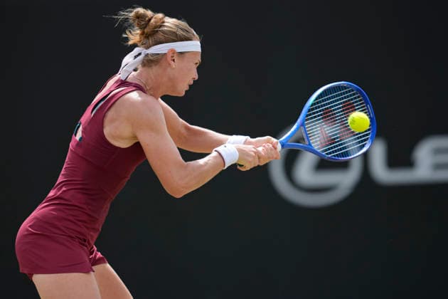 Lexus Nottingham Open - Day Six Marie Bouzkova in action during her semi-final singles match at the 2026 Lexus Nottingham Open Women s tennis tournament at the Nottingham Tennis Centre in Nottingham, England, on June 20, 2026. Nottingham Great Britain United Kingdom  Copyright: xOwenxHammondx originalFilename:hammond-2026lexu260620_npMO3.jpg