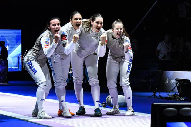 ESCRIME : Championnat d Europe Antony 2026 - 20 06 2026 Les escrimeuses Italiennes cÃ lebrent leur sacre de championnes d™Europe en fleuret par equipe AntonyFrance  Copyright: xBaptistexAutissierx