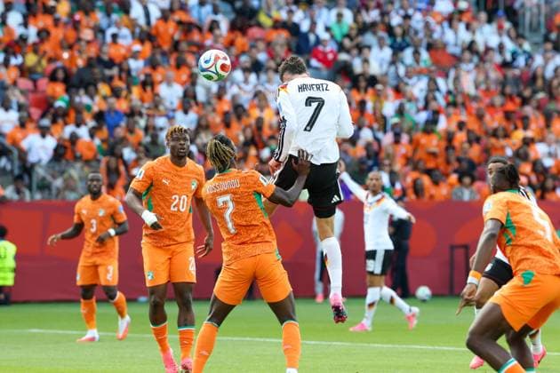 Kopfball aufs Tor von Kai Havertz 7 (Deutschland), Deutschland vs. Elfenbeinkueste, Fussball, FIFA, Weltmeisterschaft 2026, Gruppenphase, 20.06.2026 Toronto Ontario Kanada *** Header on goal by Kai Havertz 7 Germany, Germany vs. Ivory Coast, soccer, FIFA, 2026 World Cup, group stage, June 20, 2026, Toronto, Ontario, Canada,detected_source_language Copyright: xkolbert-press ChristianxKolbertx