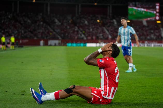 June 20, 2026, Almeria, Almeria, SPAIN: Daijiro Chirino of UD Almeria laments during the Liga Hypermotion, second leg of the Playoff for LaLiga EA Sports promotion, football match played between UD Almeria and Malaga CF at UD Almeria stadium on June 20, 2026, in Almeria, Spain. UD Almeria V Malaga CF - LaLiga Hypermotion  - ZUMAa181 20260620_zaa_a181_073 Copyright: xJoaquinxCorcherox