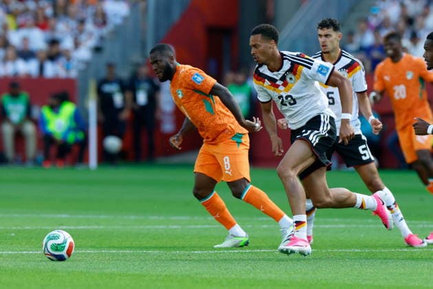TORONTO STADIUM TORONTO ONTARIO KANADA 20.06.2026 FIFA MISTRZOSTWA SWIATA 2026 W PILKA NOZNA W KANADA MECZ GRUPA E GERMANY I COTE DIVOIRE FIFA World Cup, WM, Weltmeisterschaft, Fussball 2026 Group E match between Germany and CÃ te d Ivoire at Toronto Stadium in Toronto Canada on June 20, 2026 in Toronto, Ontario, Canada. N Z CÃ te d Ivoire midfielder Franck Kessie (8)Germany midfielder Felix Nmecha (23) FOT. KAMIL KRZACZYNSKI NEWSPIX.PL --- newspix.pl POLAND OUT!  KSK