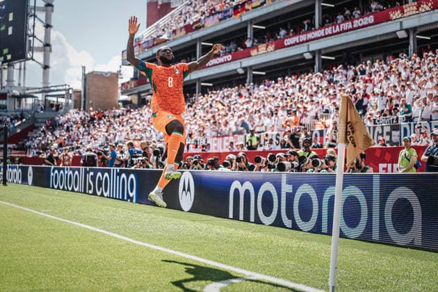 Fußball Herren FIFA Fußball-Weltmeisterschaft 2026 Gruppe E Deutschland vs. Elfenbeinküste 20.06.2026 Torjubel Franck Kessie ( 8, Elfenbeinkueste) Toronto Toronto Stadium Ontario Kanada *** Mens Soccer 2026 FIFA World Cup Group E Germany vs. Ivory Coast June 20, 2026 Goal celebration by Franck Kessie (8), Ivory Coast Toronto, Toronto Stadium, Ontario, Canada,detected_source_language