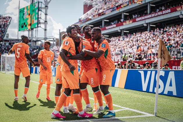 Fußball Herren FIFA Fußball-Weltmeisterschaft 2026 Gruppe E Deutschland vs. Elfenbeinküste 20.06.2026 Torjubel Elfenbeinküste nach dem Tor von Franck Kessie ( 8, Elfenbeinkueste) Toronto Toronto Stadium Ontario Kanada *** Mens Soccer