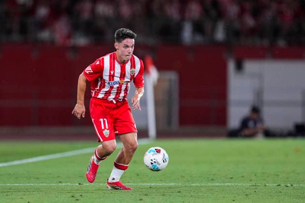 June 20, 2026, Almeria, Almeria, SPAIN: Sergio Arribas of UD Almeria in action during the Liga Hypermotion, second leg of the Playoff for LaLiga EA Sports promotion, football match played between UD Almeria and Malaga CF at UD Almeria stadium on June 20, 2026, in Almeria, Spain. Almeria SPAIN - ZUMAa181 20260620_zaa_a181_086 Copyright: xJoaquinxCorcherox