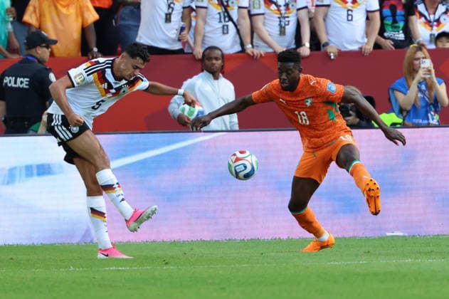 20.06.2026, Fussball, Herren, FIFA Weltmeisterschaft 2026, Vorrunde, Gruppe E, Toronto, Deutschland - Elfenbeinküste, Aleksandar Pavlovic (Deutschland), Ibrahim Sangare (Elfenbeinküste) Toronto BMO Field Ontario Kanada (CAN) *** June 20, 2026, Soccer, Mens, 2026 FIFA World Cup, Group Stage, Group E, Toronto, Germany vs. Ivory Coast, Aleksandar Pavlovic (Germany), Ibrahim Sangare (Ivory Coast), Toronto, BMO Field, Ontario, Canada (CAN),detected_source_language Copyright: xSebastianxBachx