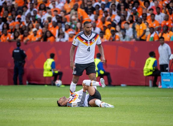 Fußball, Herren, FIFA World Cup, WM, Weltmeisterschaft, Fussball 2026, Spiel in Toronto (Gruppe E, 2. Spieltag), Deutschland - Elfenbeinküste, v. l. Jonathan Tah (Deutschland), Nadiem Amiri (Deutschland), 20.06. 2026, *** Soccer, Mens, 2026 FIFA World Cup, Group E match in Toronto, Matchday 2, Germany vs. Ivory Coast, from left Copyright: xMatthiasxKochx