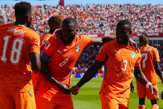 June 20, 2026, Toronto, On, CANADA: Ivory Coast players celebrate a goal by Franck Kessie (8) during the first half of a World Cup Group E soccer match against Germany, in Toronto, on Saturday, June 20, 2026. Canada News - June 20, 2026  - ZUMAc35_ 20260620_zaf_c35_084 Copyright: xFrankxGunnx