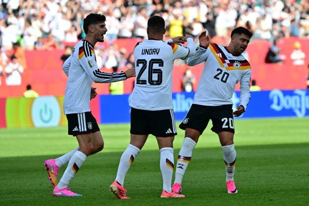 FIFA World Cup, WM, Weltmeisterschaft, Fussball 2026 - Group E - Germany vs Ivory Coast Deniz Undav of Germany (C) celebrates with his teamamtes after scoring the 1-1 goal during the FIFA World Cup 2026 group stage match Germany against Ivory Coast, in Toronto, Canada, 20 June 2026. TORONTO United States  Copyright: xEDUARDOxLIMAx